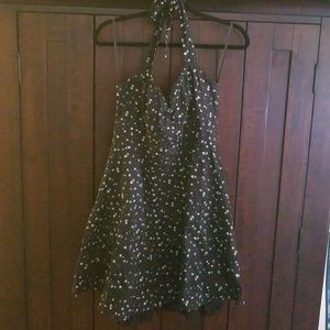Hot Topic Black and White Stars Halter Dress large
